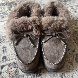 Cozy Brown Fur-Lined Moccasins